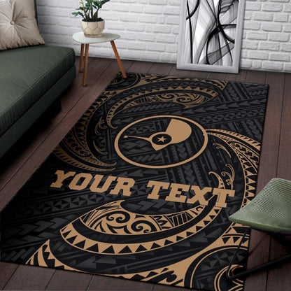 Yap Micronesia Custom Personalised Area Rug - Gold Tribal Wave