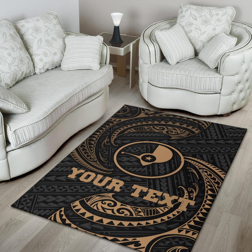 Yap Micronesia Custom Personalised Area Rug - Gold Tribal Wave