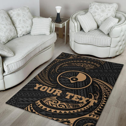 Yap Micronesia Custom Personalised Area Rug - Gold Tribal Wave