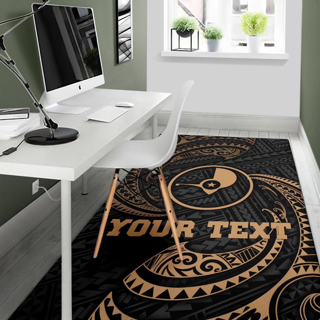 Yap Micronesia Custom Personalised Area Rug - Gold Tribal Wave