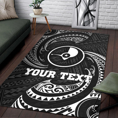 Yap Micronesia Custom Personalised Area Rug - White Tribal Wave