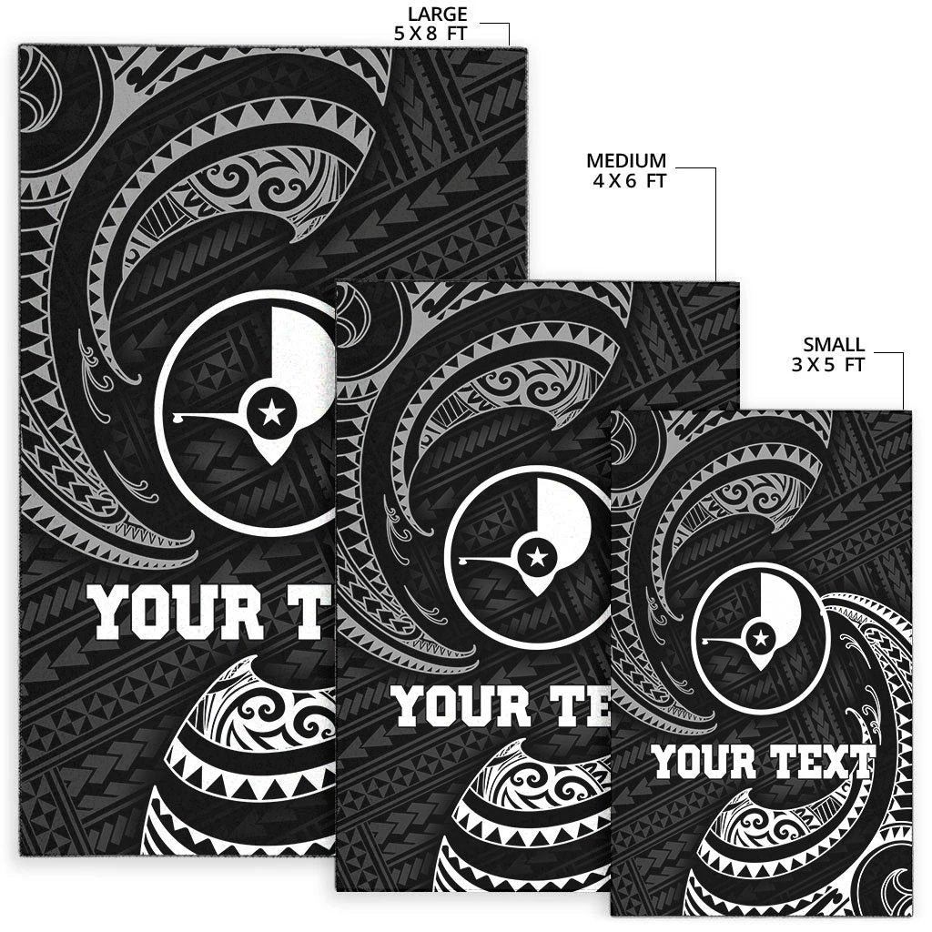 Yap Micronesia Custom Personalised Area Rug - White Tribal Wave