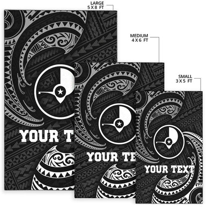 Yap Micronesia Custom Personalised Area Rug - White Tribal Wave