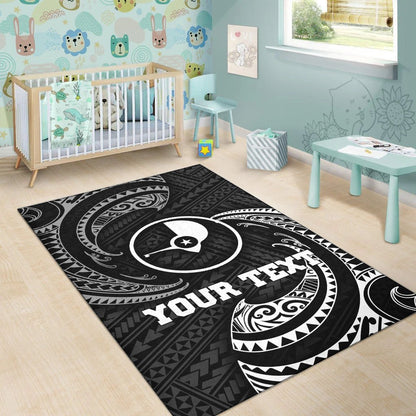 Yap Micronesia Custom Personalised Area Rug - White Tribal Wave