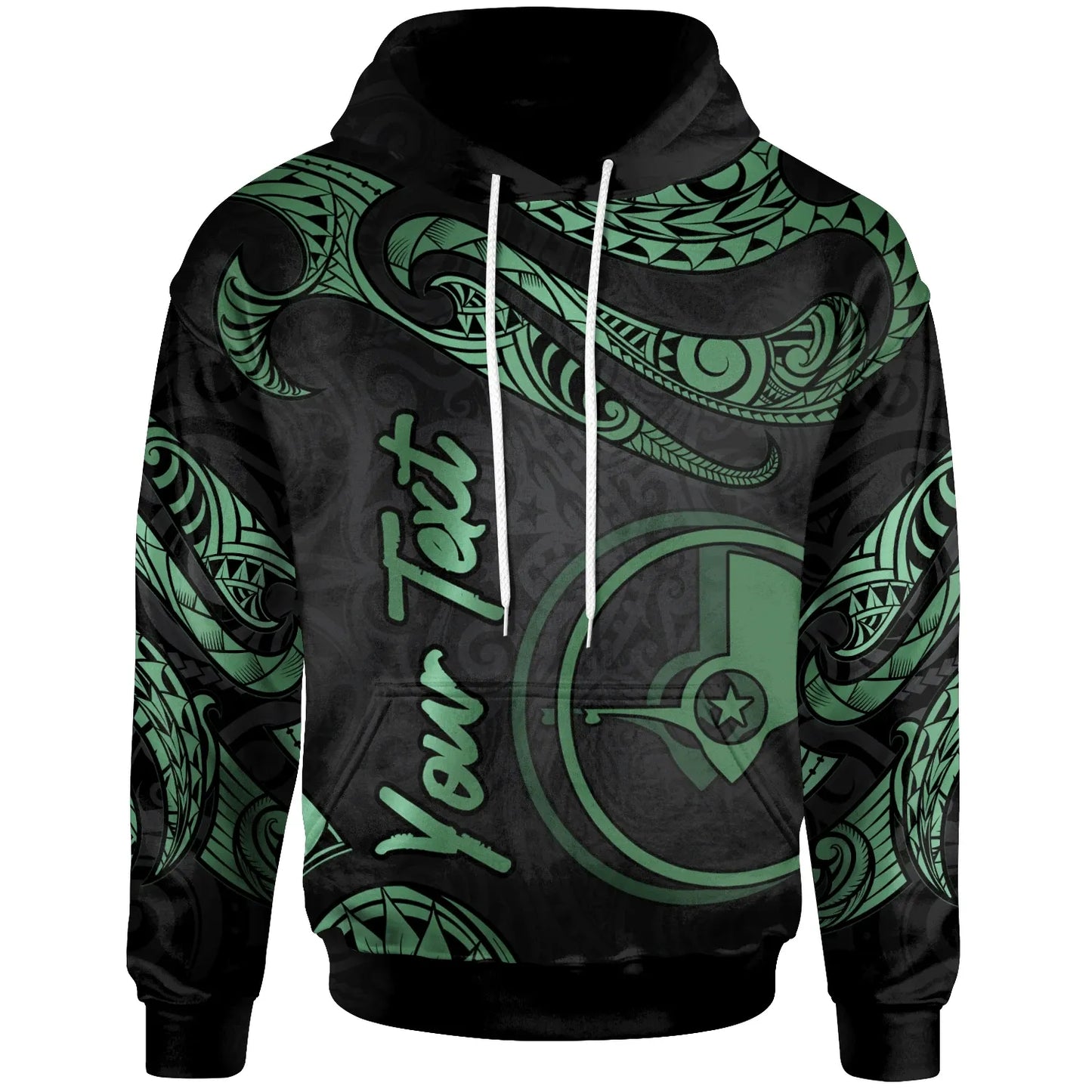 Yap Micronesia Custom Personalised Hoodie - Poly Tattoo Green Version