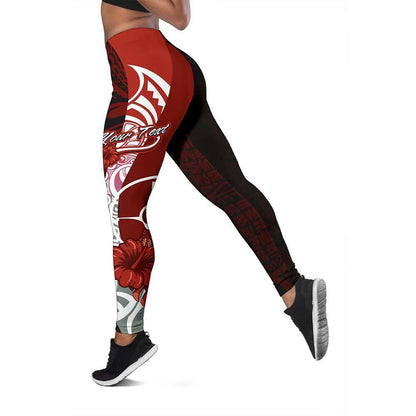 Yap Micronesia Custom Personalised Legging  - Coat Of Arm With Hibiscus