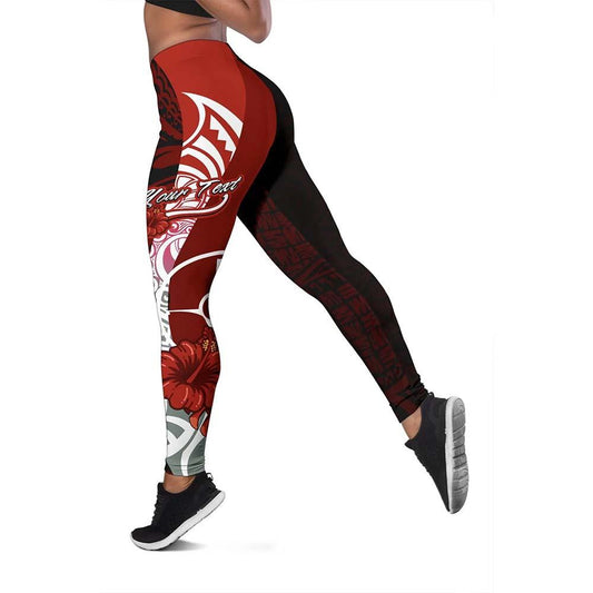 Yap Micronesia Custom Personalised Legging  - Coat Of Arm With Hibiscus