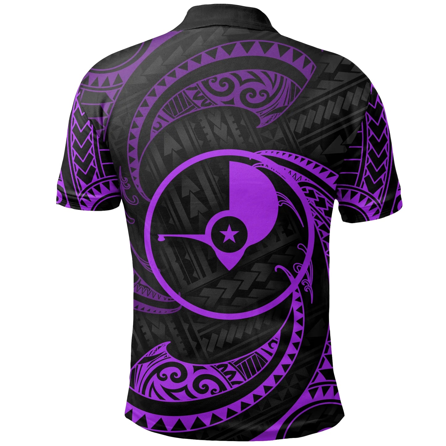 Yap Micronesia Custom Personalised Polo Shirt - Purple Tribal Wave