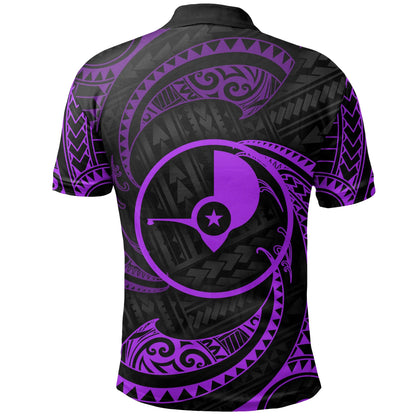Yap Micronesia Custom Personalised Polo Shirt - Purple Tribal Wave