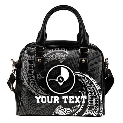 Yap Micronesia Custom Personalised Shoulder Handbag - White Tribal Wave