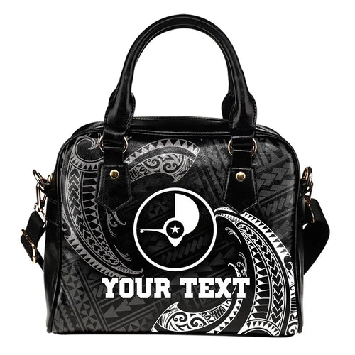 Yap Micronesia Custom Personalised Shoulder Handbag - White Tribal Wave