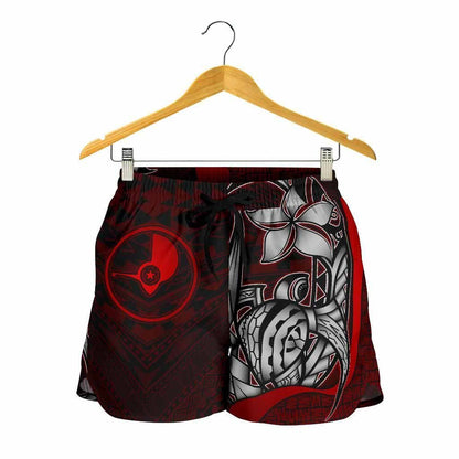Yap Micronesia Women Shorts Red - Turtle With Hook