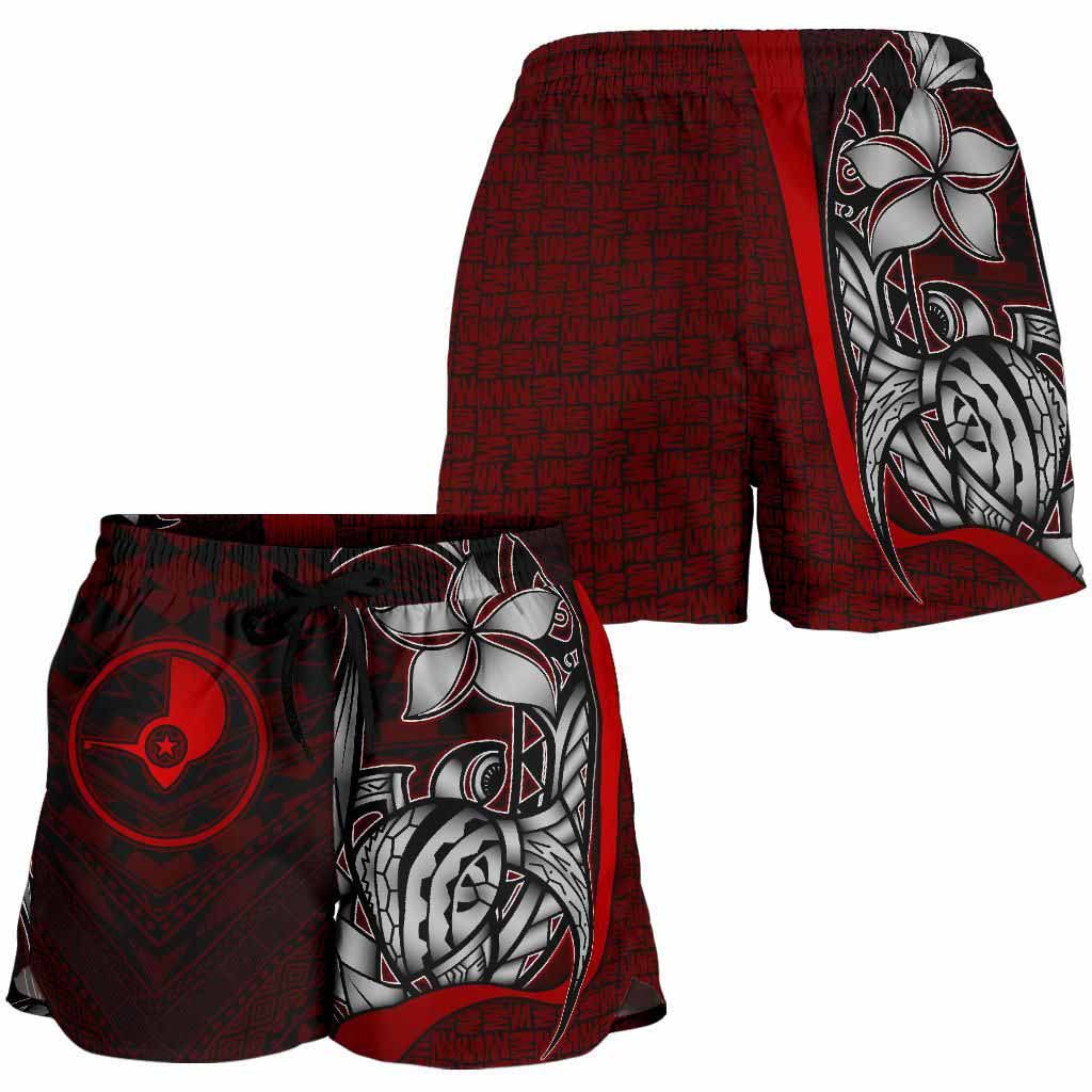 Yap Micronesia Women Shorts Red - Turtle With Hook