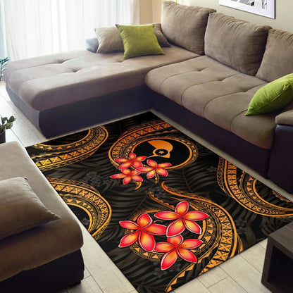 Yap Micronesian Area Rug - Gold Plumeria