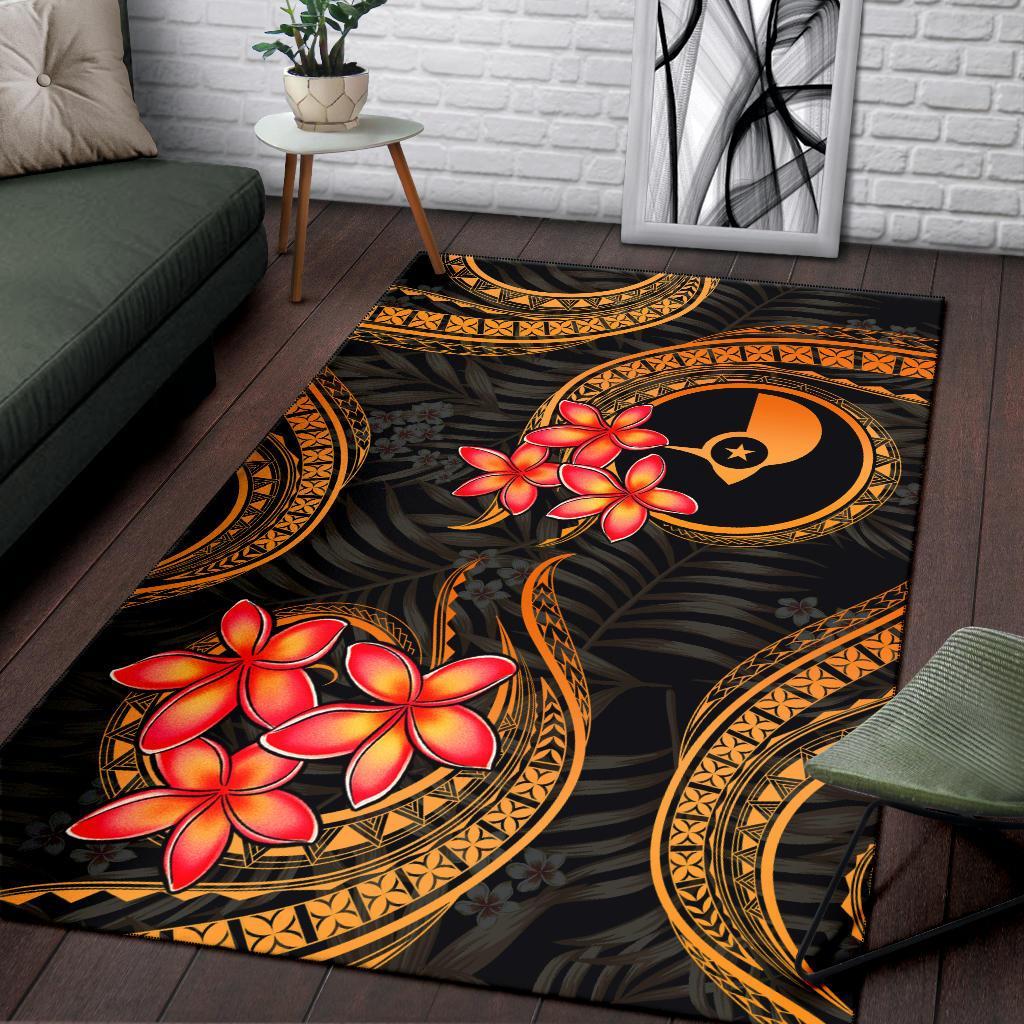 Yap Micronesian Area Rug - Gold Plumeria
