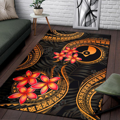 Yap Micronesian Area Rug - Gold Plumeria