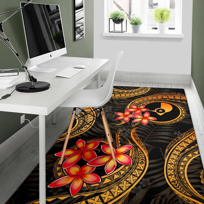 Yap Micronesian Area Rug - Gold Plumeria