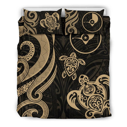 Yap Micronesian Bedding Set - Gold Tentacle Turtle