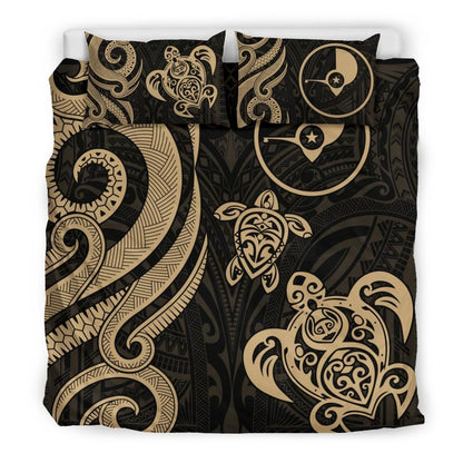 Yap Micronesian Bedding Set - Gold Tentacle Turtle