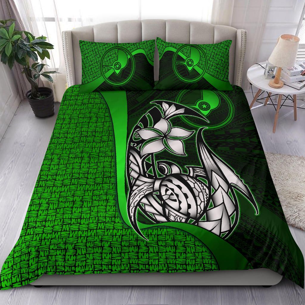 Yap Micronesian Bedding Set Green - Turtle With Hook