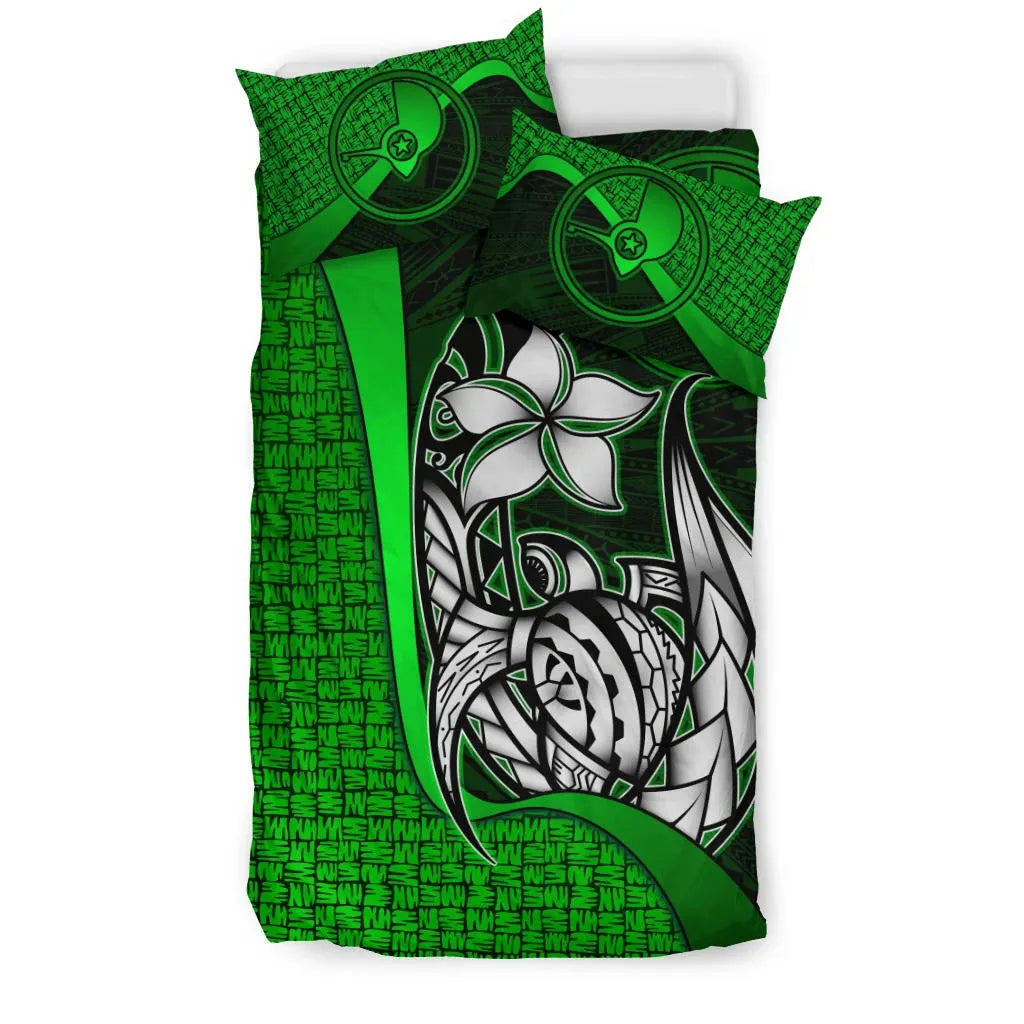 Yap Micronesian Bedding Set Green - Turtle With Hook