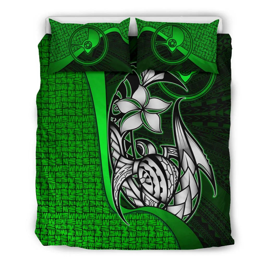 Yap Micronesian Bedding Set Green - Turtle With Hook