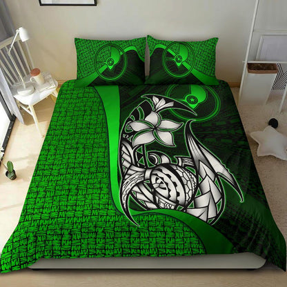 Yap Micronesian Bedding Set Green - Turtle With Hook