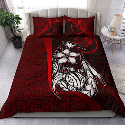 Yap Micronesian Bedding Set Red - Turtle With Hook