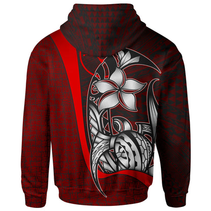 Yap Micronesian Hoodie Red - Turtle with Hook