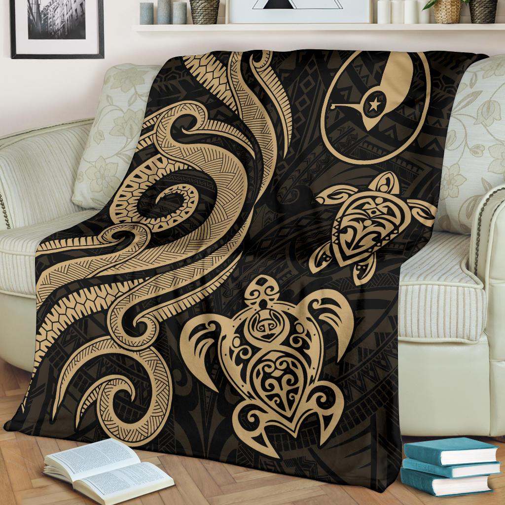 Yap Micronesian Premium Blanket - Gold Tentacle Turtle
