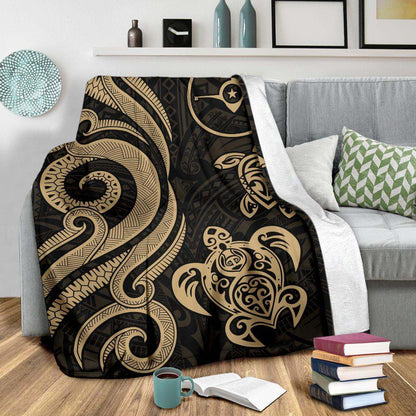 Yap Micronesian Premium Blanket - Gold Tentacle Turtle