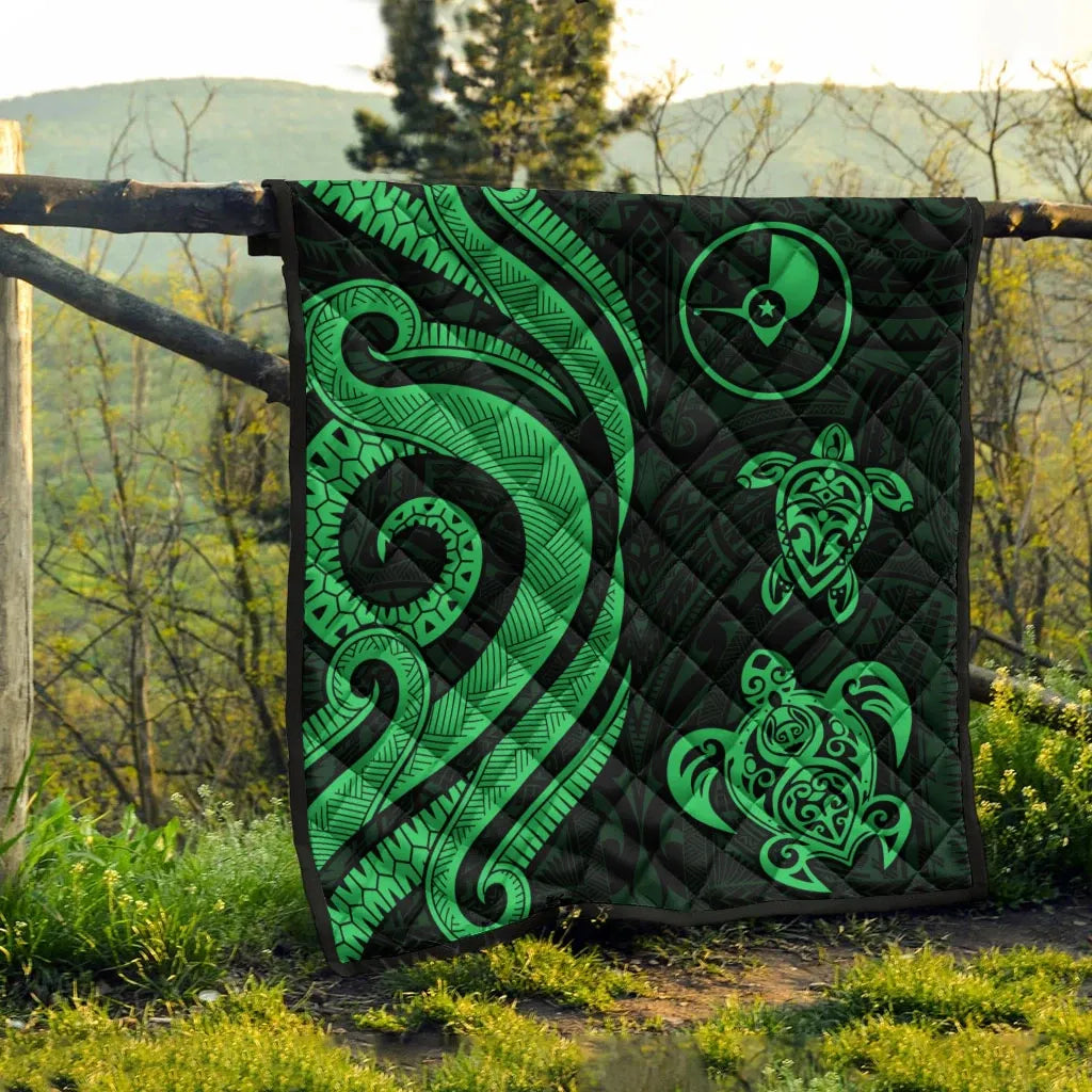Yap Micronesian Premium Quilt - Green Tentacle Turtle