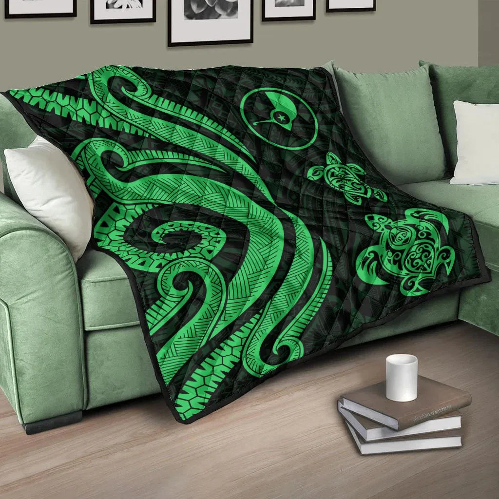 Yap Micronesian Premium Quilt - Green Tentacle Turtle