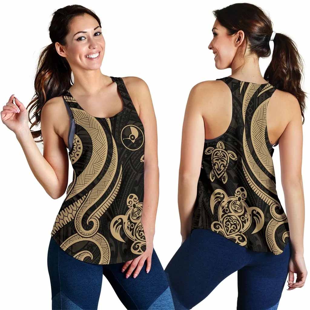 Yap Micronesian Women Racerback Tank - Gold Tentacle Turtle