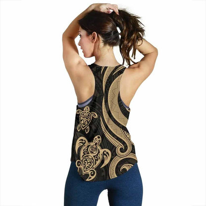 Yap Micronesian Women Racerback Tank - Gold Tentacle Turtle