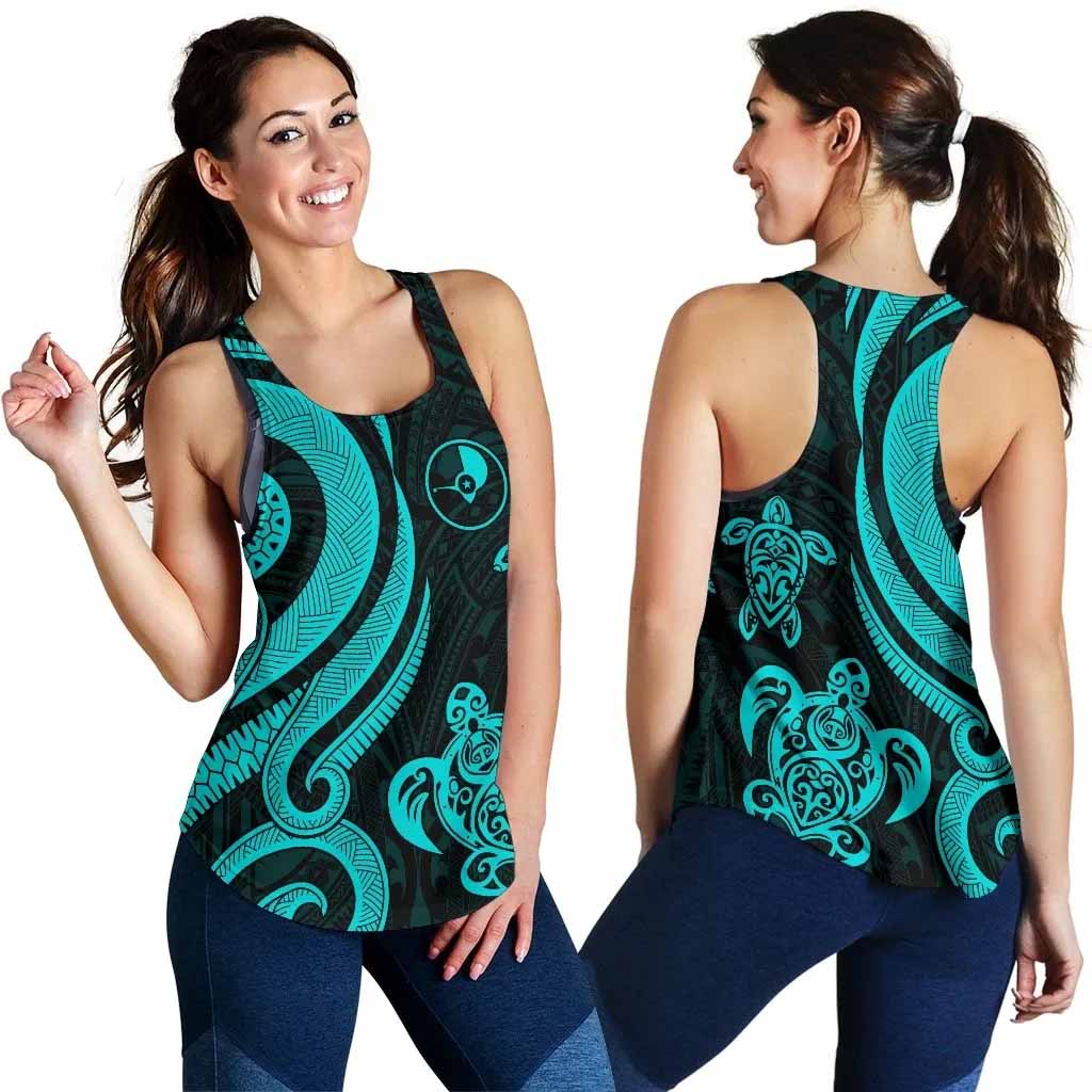 Yap Micronesian Women Racerback Tank - Turquoise Tentacle Turtle