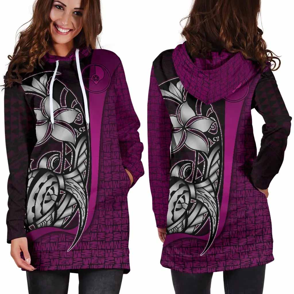 Yap Micronesian Female Hoodie Dress Blackberry - Turtle With Hook