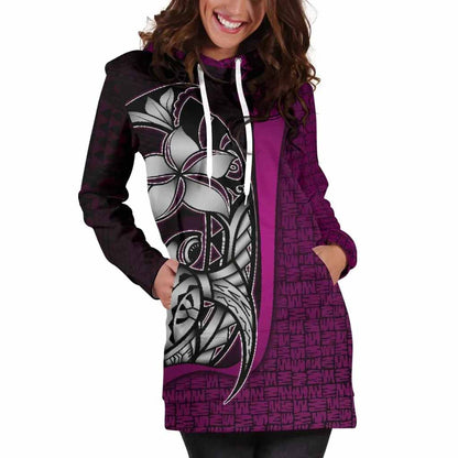 Yap Micronesian Female Hoodie Dress Blackberry - Turtle With Hook