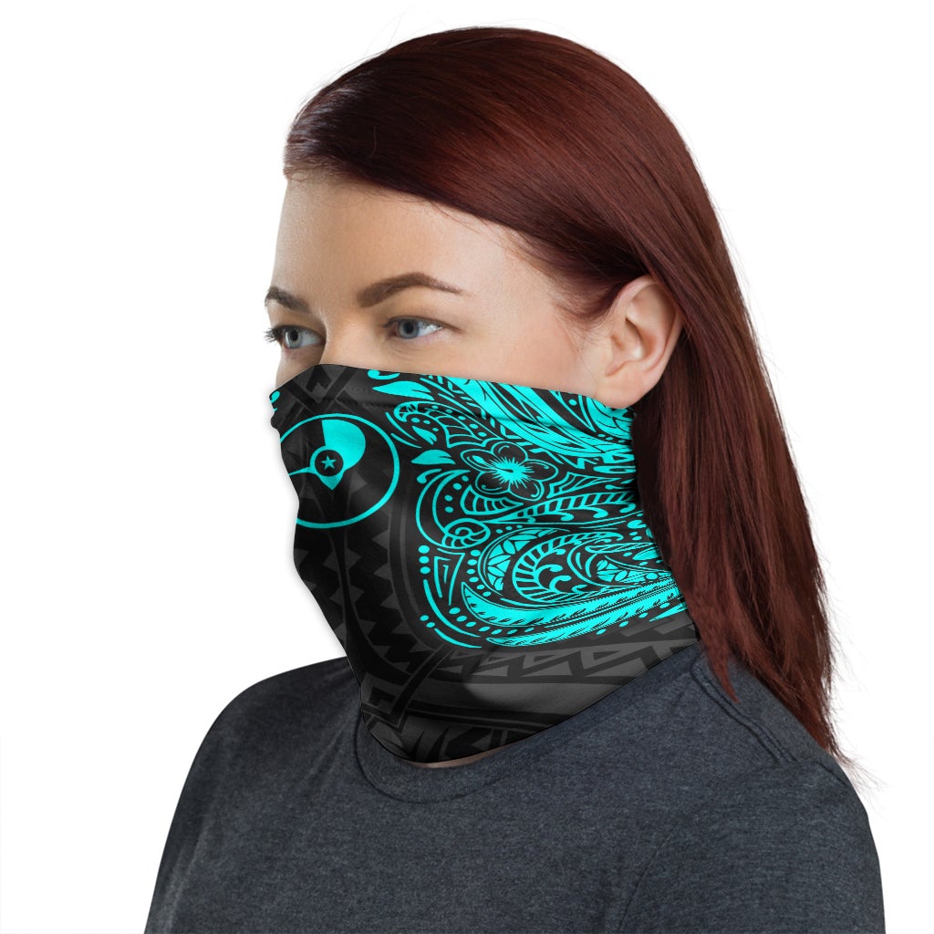 Yap Neck Gaiter - Floral Tattoo Neon Blue