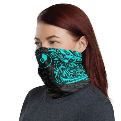 Yap Neck Gaiter - Floral Tattoo Neon Blue