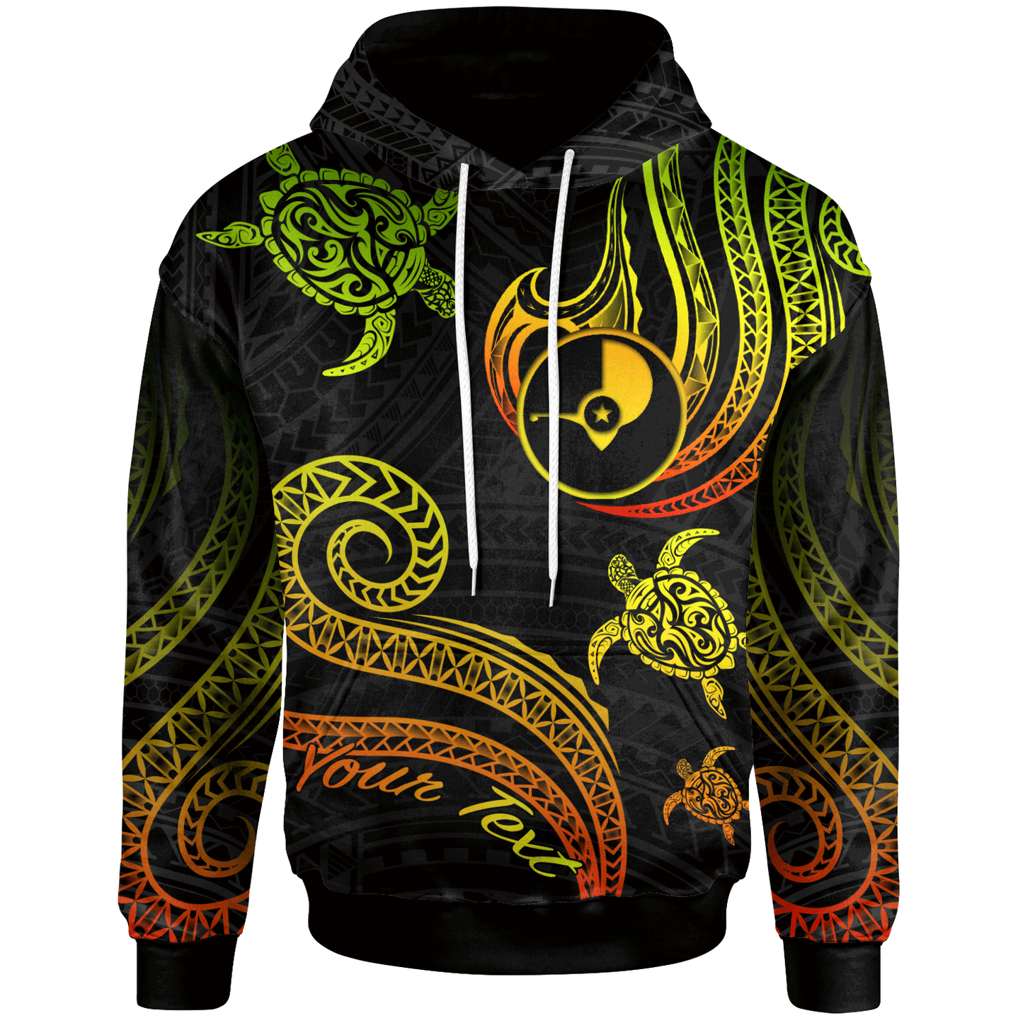 Yap Personalised Custom Hoodie - Polynesian Turtle With Pattern Reggae