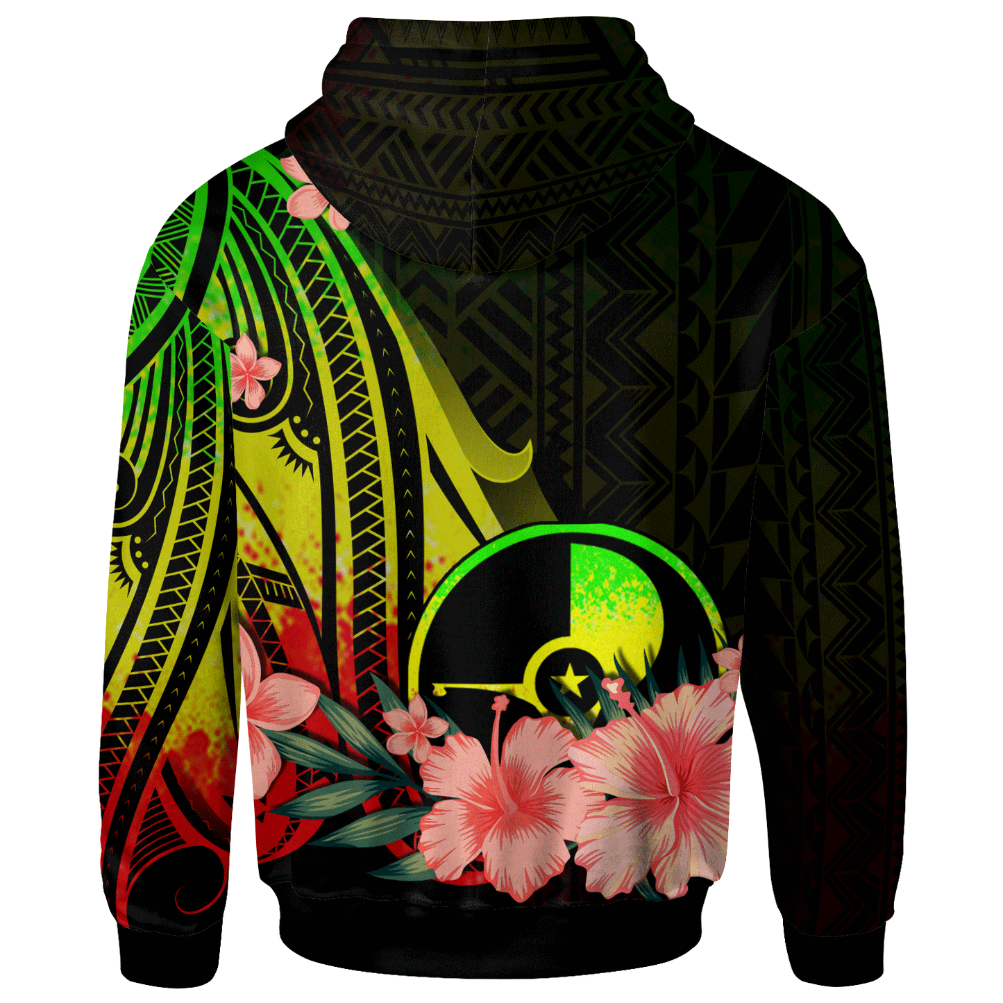 Yap Personalised Custom Hoodie - Reggae Polynesian Hibiscus Pattern Style