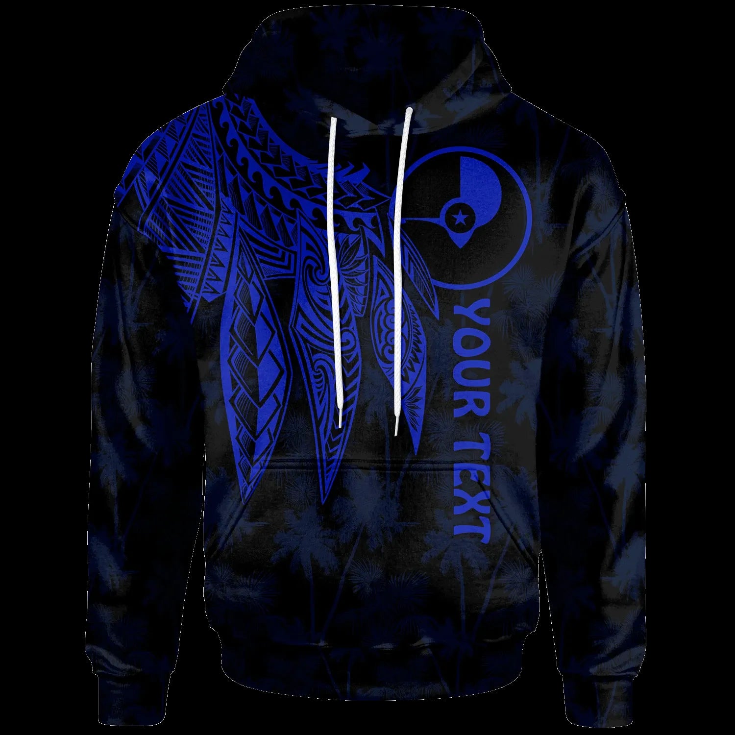Yap Personalised Hoodie - Polynesian Wings (Blue)