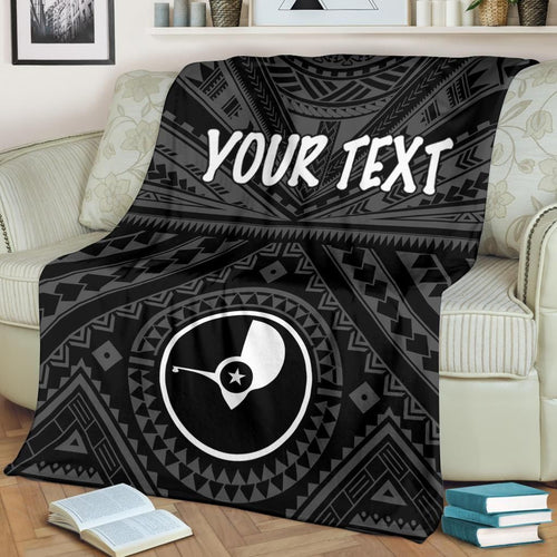 Yap Personalised Premium Blanket   - Yap Seal With Polynesian Tattoo Style