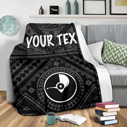 Yap Personalised Premium Blanket   - Yap Seal With Polynesian Tattoo Style