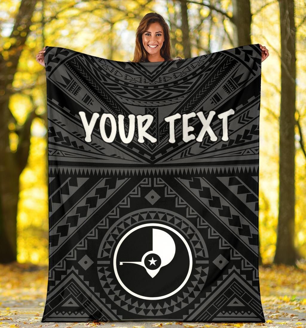 Yap Personalised Premium Blanket   - Yap Seal With Polynesian Tattoo Style
