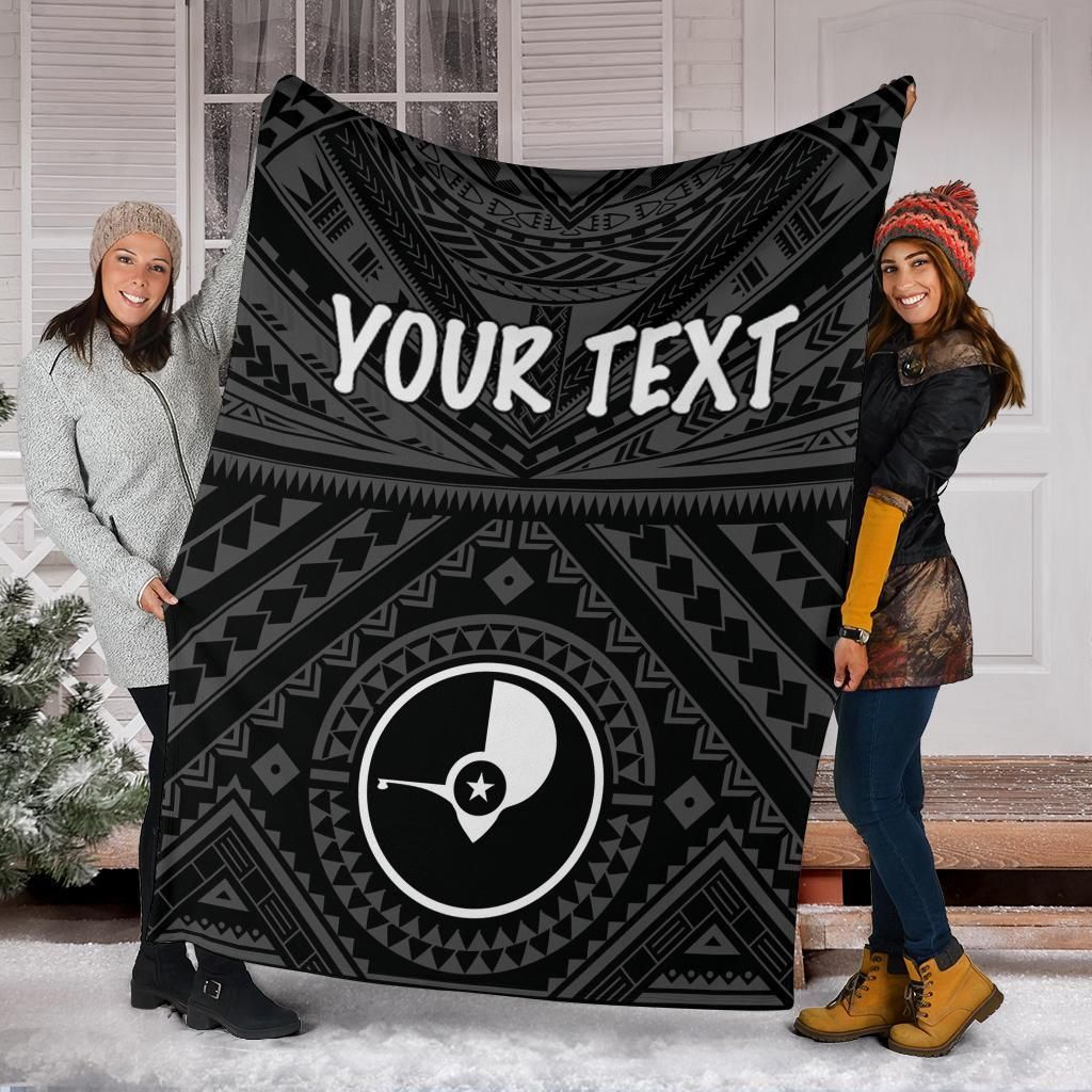 Yap Personalised Premium Blanket   - Yap Seal With Polynesian Tattoo Style