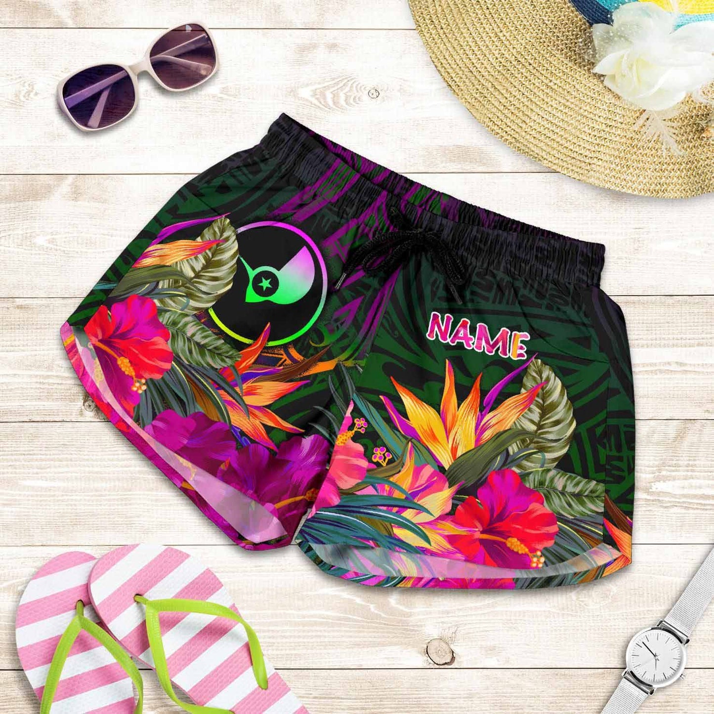 Yap Personalised Women Shorts - Summer Hibiscus