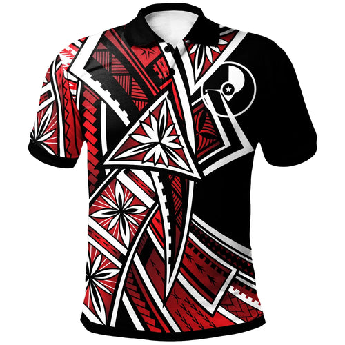 Yap Polo Shirt - Tribal Flower Special Pattern Red Color