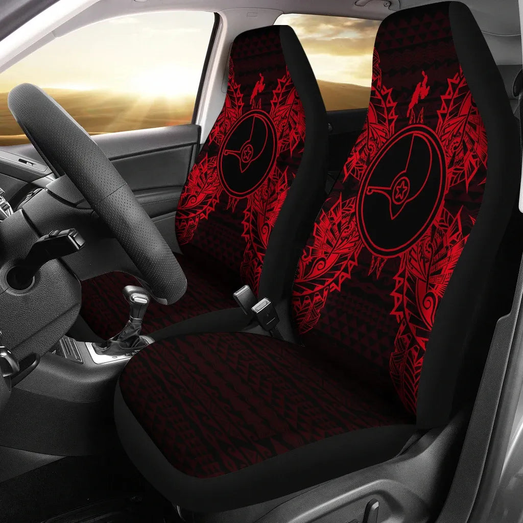 Yap Car Seat Cover - Yap Flag Map Red